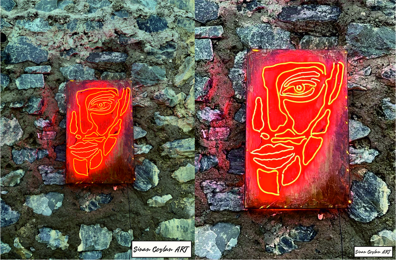 YARIM YÜZ NEON SANATSAL TABLO