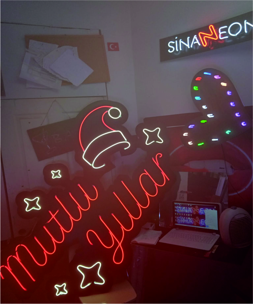 led neon mutlu yıllar yazısı