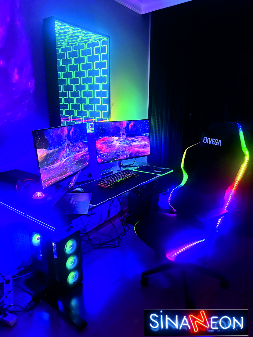 duvara sonsuz ayna, doğal taş desenli sonsuz ayna neon